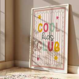 Cool Kids Club in Bright Colours, Pink & Green Girls Bedroom Quote Print With Scalloped Border, Girl Nursery Poster - thumbnail 2