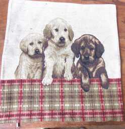 Reversible Tapestry Cushion Cover With The 3 Little Dogs - thumbnail 1