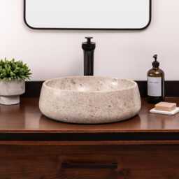 Natural Stone Vessel Bathroom Sink, Selma Ojinaga Marble, Vanity Bowl Basin - thumbnail 2