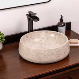 Natural Stone Vessel Bathroom Sink, Selma Ojinaga Marble, Vanity Bowl Basin - thumbnail 3