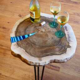 Zebra - Round Live Edge Coffee Table With Glowing Resin Fillin - thumbnail 4