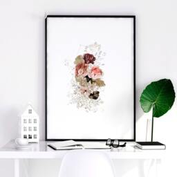 Extra Large Floral Triptych Wall Art, Simply Shabby Chic Framed Art 3 Piece Set, French Country Decor Living Room Hangings - thumbnail 3