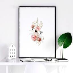 Extra Large Floral Triptych Wall Art, Simply Shabby Chic Framed Art 3 Piece Set, French Country Decor Living Room Hangings - thumbnail 2