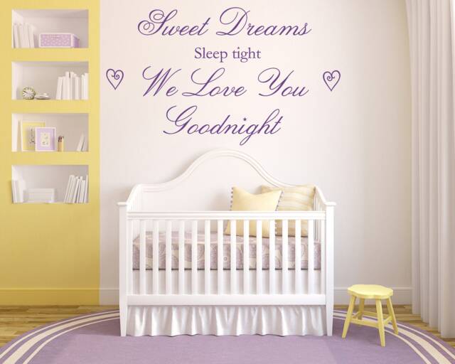Sweet Dreams, Sleep Tight We Love You Goodnight Quote - Matt Vinyl Wall Art Sticker Decal Mural, Bedroom, Nursery, Kids - image 1