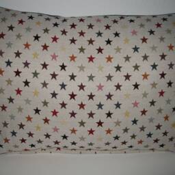 Large Decorative Pillow Colorful Stars Tapestry & Denim Fabric - thumbnail 2