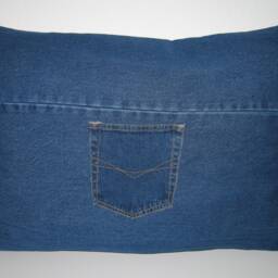 Large Decorative Pillow Colorful Stars Tapestry & Denim Fabric - thumbnail 4