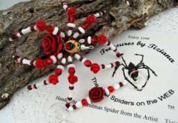 Flower Red Rose Ladybug Elegant Romantic Gift Christmas Spider Ornament With German Tinsel Legend, Holiday Ornament - thumbnail 1