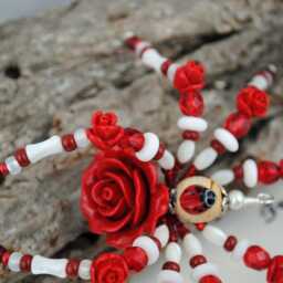 Flower Red Rose Ladybug Elegant Romantic Gift Christmas Spider Ornament With German Tinsel Legend, Holiday Ornament - thumbnail 2