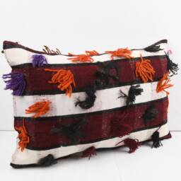 Handmade Kilim Lumbar Pillow Cover Turkish Wool Cushion - 16x24 - thumbnail 2