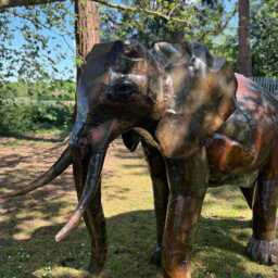 Recycled Metal Elephant. Outdoor Garden Sculpture. Handcrafted Safari Animal Statues. Elephants - thumbnail 2