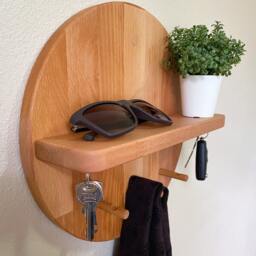 Round Entryway Organizer, Key Holder Shelf, Coat Rack - thumbnail 3