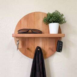 Round Entryway Organizer, Key Holder Shelf, Coat Rack - thumbnail 1