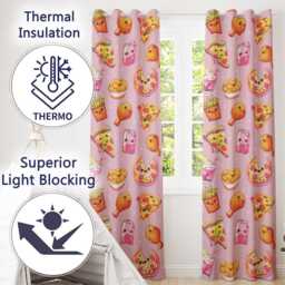 Cute French Fries Seamless Pattern Pink Background Readymade Eyelet Ring Top Thermal 100% Blackout Curtains - thumbnail 3