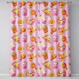 Cute French Fries Seamless Pattern Pink Background Readymade Eyelet Ring Top Thermal 100% Blackout Curtains - thumbnail 2