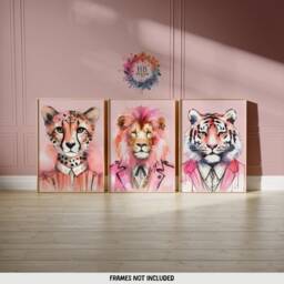 Colourful Hipster Animal Prints - Set Of 3 Posters - Maximalist Wall Art Funky Animals Artwork Style Portrait Decor Quirky Fashion - thumbnail 1