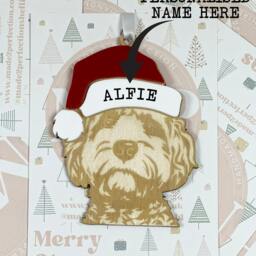 Personalised Pet Christmas Bauble/Ornament With Name - Dog Labradoodle Cockapoo Goldendoodle Poodle Cross 047 - thumbnail 2