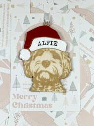 Personalised Pet Christmas Bauble/Ornament With Name - Dog Labradoodle Cockapoo Goldendoodle Poodle Cross 047 - thumbnail 1