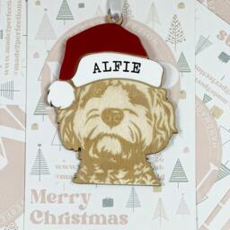 Personalised Pet Christmas Bauble/Ornament With Name - Dog Labradoodle Cockapoo Goldendoodle Poodle Cross 047 - thumbnail 3