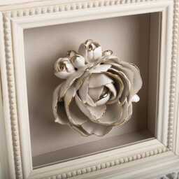 Handmade Porcelain Flower Wall Art in Frame - Ceramic Floral Picture, Minimalist Home Decor, Wedding Gift, Housewarming Gift - thumbnail 2