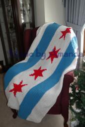 Chicago Flag Blanket - Windy City Pride Crochet Afghan Perfect For Fall & Winter - thumbnail 1
