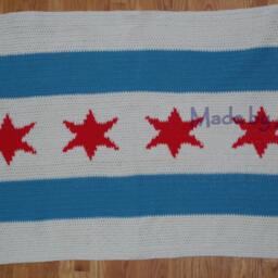 Chicago Flag Blanket - Windy City Pride Crochet Afghan Perfect For Fall & Winter - thumbnail 2