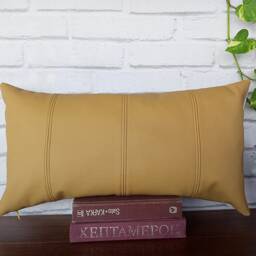 Mustard Faux Leather Pillow Cover 11x20 Scandinavian Decor - thumbnail 3