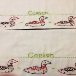 Hand Embroidered Loon Pillow Cases North Woods Decor, Set Of 2 - thumbnail 2