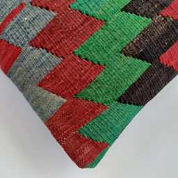 Handmade Cushion Cover, Multicolour Turkish Rug Cushion, Pillow, Decorative Throw Kilim 14''x12''/36x32 cm - thumbnail 3