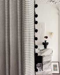 A Pair Of Woven Curtains With Pompom Trim, Black White Nursery Curtain Panels Living Room Bedroom Curtains, Custom Made