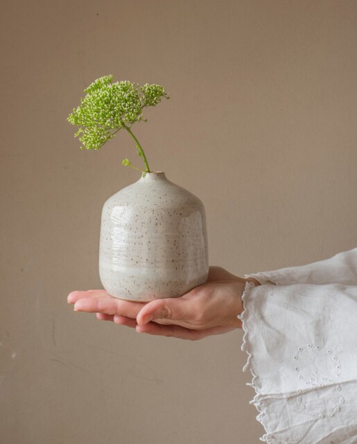 Ceramic Vase, Pottery Pot For Flowers, Modern Pottery, White Bud Unique Ceramics, Gift, Stoneware Handmade - image 1