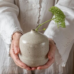 Ceramic Vase, Pottery Pot For Flowers, Modern Pottery, White Bud Unique Ceramics, Gift, Stoneware Handmade - thumbnail 2