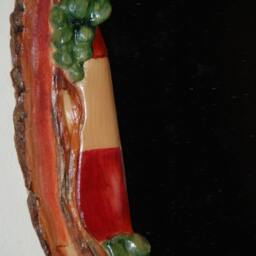 Mirror -Basswood Cut Wine Bottle Grapes & Glass Painted - thumbnail 3