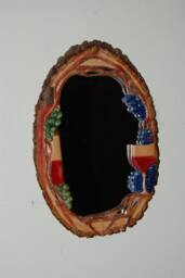 Mirror -Basswood Cut Wine Bottle Grapes & Glass Painted - thumbnail 1