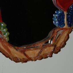 Mirror -Basswood Cut Wine Bottle Grapes & Glass Painted - thumbnail 4