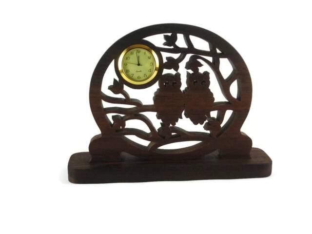 Owls Desk Or Shelf Clock Handmade From Walnut Wood By Kevskrafts Woodworking - image 1
