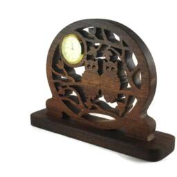 Owls Desk Or Shelf Clock Handmade From Walnut Wood By Kevskrafts Woodworking - thumbnail 2