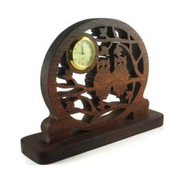 Owls Desk Or Shelf Clock Handmade From Walnut Wood By Kevskrafts Woodworking - thumbnail 3