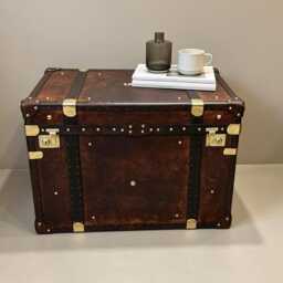 Steamer Style English Travel Trunk Living Room Coffee Storage Table - thumbnail 3