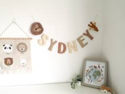 Safari Name Garland, Safari Wall Decor, Jungle Nursery Kids Bedroom Baby Shower Gift, Theme Nursery - thumbnail 1