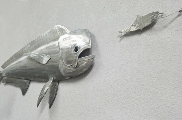 Mahi Wall Art, Metal Fish Decor, Beach Themed Outdoor Decor - image 1