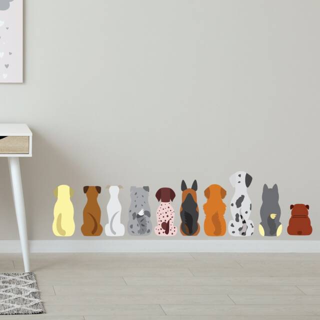 Dog Wall Sticker - Dogs in A Line Decal Set Art - image 1