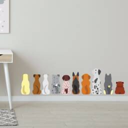 Dog Wall Sticker - Dogs in A Line Decal Set Art - thumbnail 1