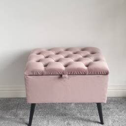 Chesterfield Storage Ottoman Bench Emerald Green Velvet Footstool - 20x14x17 Inches - thumbnail 4