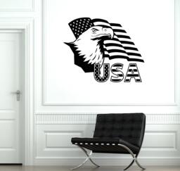 Usa Flag Wall Vinyl Decal Eagle United States Proud Guaranteed Quality Patriotic Decor American Sticker - #2035Di - thumbnail 1