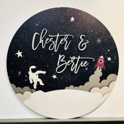 Personalised Space Plaque, Space Nursery Decor, Space Wall Art, Boys Bedroom Decor - thumbnail 2