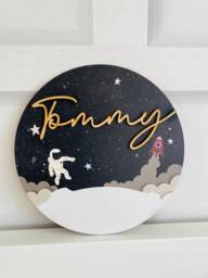 Personalised Space Plaque, Space Nursery Decor, Space Wall Art, Boys Bedroom Decor - thumbnail 1