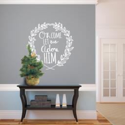 "Christmas Quote Vinyl Wall Decal - ""Oh Come Let Us Adore Him" - thumbnail 3