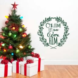 "Christmas Quote Vinyl Wall Decal - ""Oh Come Let Us Adore Him" - thumbnail 2