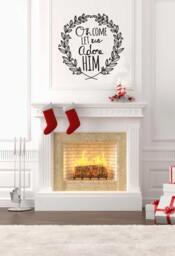 "Christmas Quote Vinyl Wall Decal - ""Oh Come Let Us Adore Him"