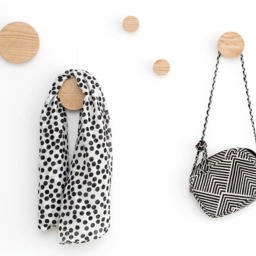 Round Oak Wall Hooks Modern Coat Rack, Decorative Mounting, Minimalist Organizer - thumbnail 3